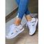 Two Tone Color Lace Up Thin Platform Casual Outdoor Shoes - Blanc EU 42