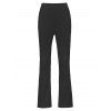 Pantalon Long Evasé Texturé Simple en Couleur Unie à Taille Haute Elastique - Noir M
