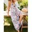 Robe Mi-Longue de Plage Ligne A Découpée à Imprimé Fleur sans Dos avec Nœud Papillon - Rose clair L