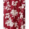 Plus Size Vacation Dress Flower Print Surplice Belted V Neck High Waisted A Line Midi Dress - RED 2XL