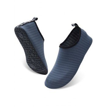 

Striped Plain Color Slip On Flat Platform Outdoor Creek Shoes, Dark gray
