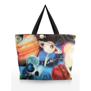 

Galaxy Planet Pattern Zipper Trendy One Shoulder Bag, Multicolor b