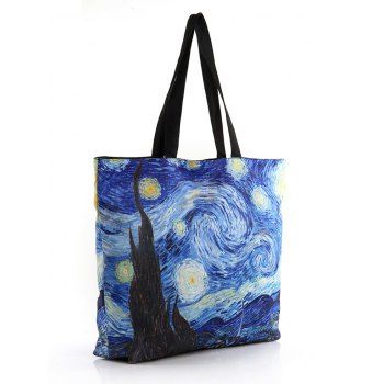 

Oil Painting Zipper Trendy One Shoulder Bag, Blue