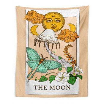 

Vintage Sun Moon Cloud Butterfly Print Tapestry Hanging Wall Home Decor, Multicolor