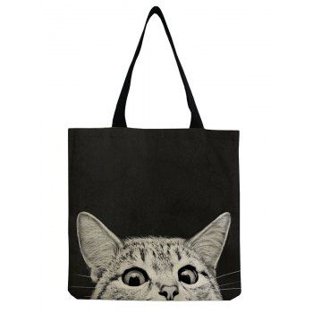 

Cute Cat Pattern One Shoulder Bag, Black