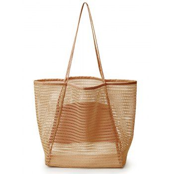 

Hollow Out Large Capacity Trendy One Shoulder Bag, Light coffee