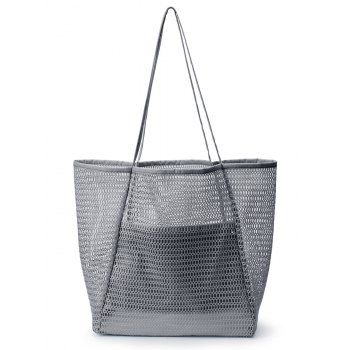 

Hollow Out Large Capacity Trendy One Shoulder Bag, Gray