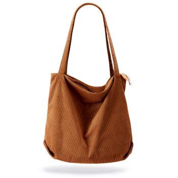 

Textured Plain Color Zipper Trendy One Shoulder Bag, Coffee