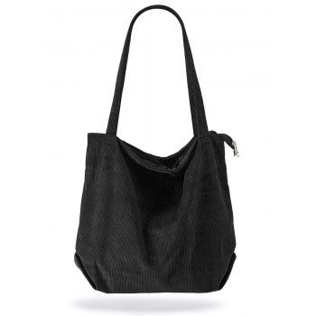 

Textured Plain Color Zipper Trendy One Shoulder Bag, Black