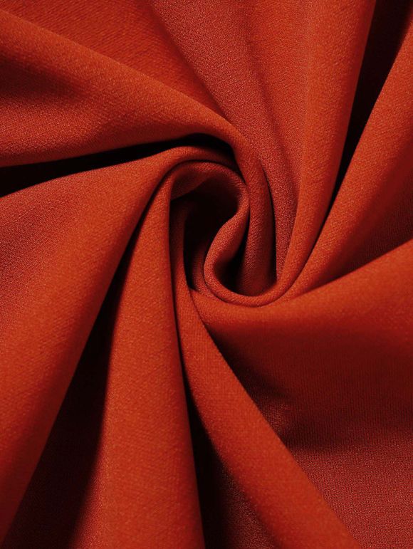 Mini Robe Ligne A Faux Bouton en Couleur Unie à Manches Courtes à Taille Haute - Rouge XL