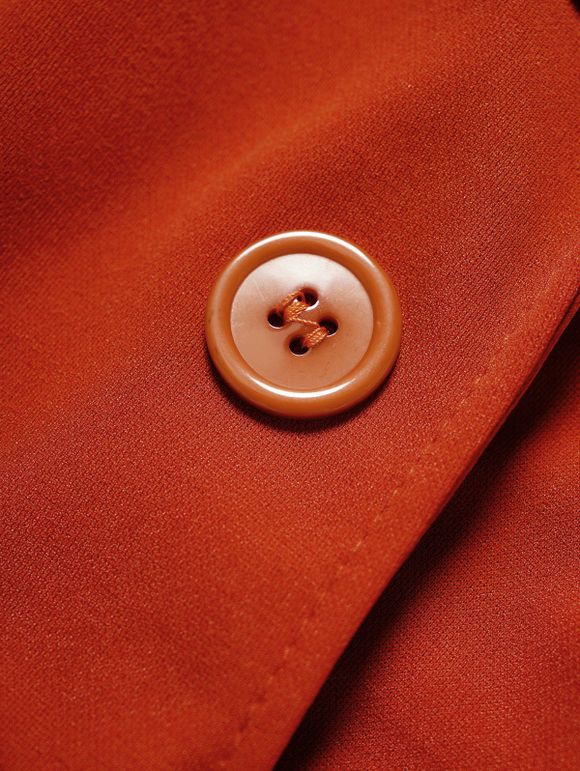 Mini Robe Ligne A Faux Bouton en Couleur Unie à Manches Courtes à Taille Haute - Rouge XL