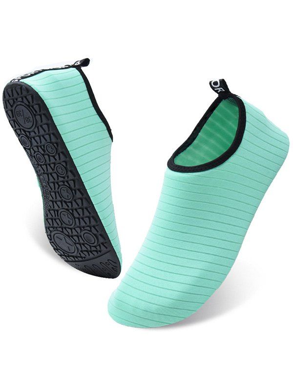 Striped Plain Color Slip On Flat Platform Outdoor Shoes - LIGHT GREEN EU (42-43)