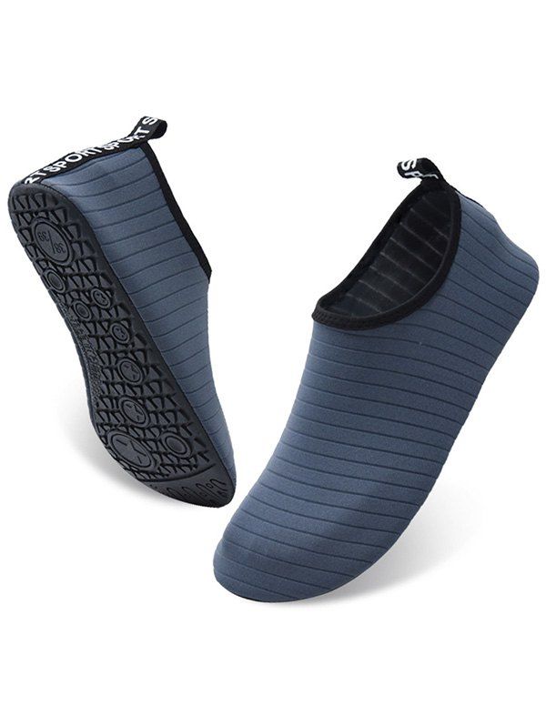 Striped Plain Color Slip On Flat Platform Outdoor Shoes - DARK GRAY EU (42-43)
