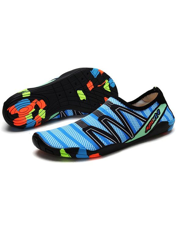 Breathable Printed Slip On Casual Creek Shoes - Bleu EU 39