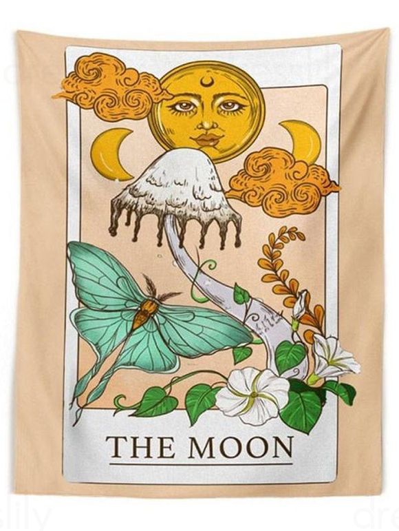 Tapisserie Murale Pendante Vintage à Imprimé Papillon Lune Soleil - multicolor 150 CM X 130 CM