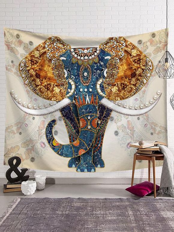 Tapisserie Murale Pendante Décoration D'Art Eléphant - multicolor 95 CM X 73 CM