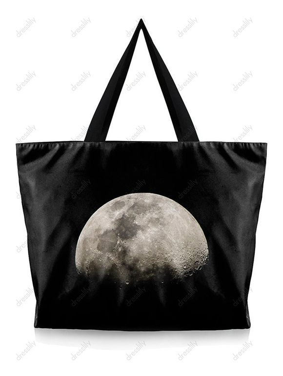 Sac à Eapule Tendance avec Fermeture Éclair Motif Galaxie et Planètes - Noir 