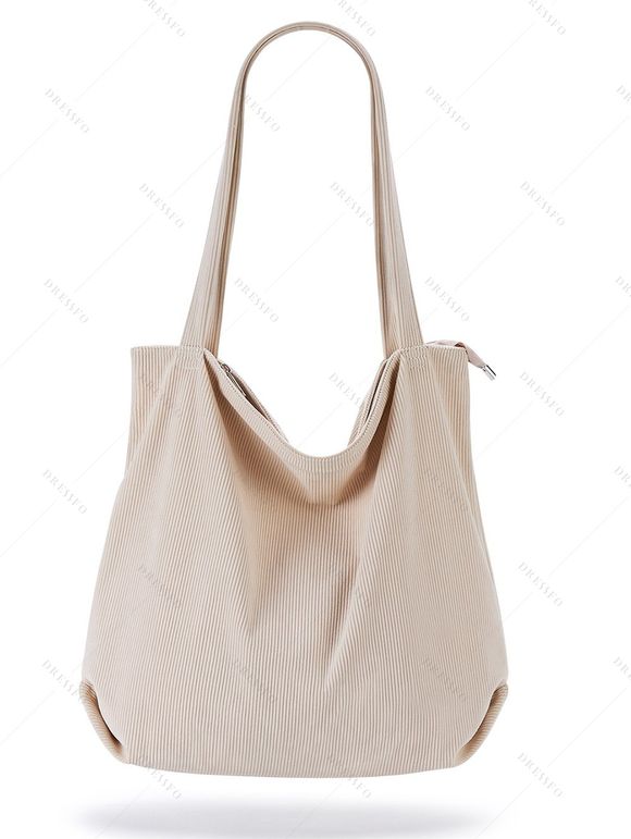 Sac à Bandoulière Simple Texturé Zippé en Couleur Unie - Blanc 
