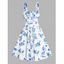 Mini Robe de Vacances à Imprimé Fleur sans Manches à Taille Haute à Lacets - Bleu clair M