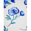 Flower Print Mini Dress Lace Up Sleeveless Ruched Bust High Waist Vacation Dress - LIGHT BLUE S