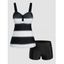 Ensemble de Bikini de Bain Tankini en Blocs de Couleurs Matelassé à Volants Deux Pièces de Swimwear - Noir L