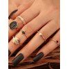 6 Pièces Ensemble de Bagues Tendances Motif Géométrique Œil et Cœur - d'or 