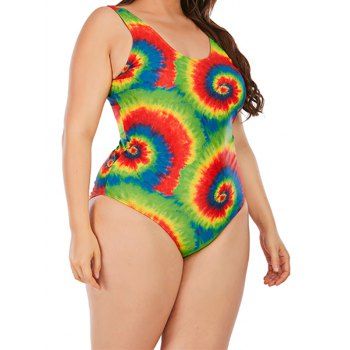 

Plus Size One-piece Swimsuit Colored Tie Dye Swirl Swimwear Padded Vacation Bathing Suit, Multicolor a