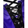 Mini Robe Ligne A Ombrée Croisé sans Manches à Taille Haute à Lacets avec Œillet - Pourpre XL