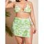 Trois Pièces Maillot de Bain Bikini Rembourré Teinté Imprimé à Col Halter de Plage de Grande Taille - Vert clair 3XL