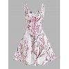Mini Robe de Soleil Fleur de Pêche à Taille Haute sans Dos à Lacets - Blanc XL