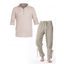 Ensemble de Chemise Texturée Courbe à Manches Roulées et Pantalon à Jambe Droite à Lacets Taille à Cordon - café lumière M
