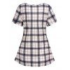 Plaid Rivet Embellished Sweetheart Neck T Shirt And Lace Up Open Front Irregular Handkerchief Midi Skirt Casual Outfit - multicolor S