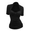 Ruched Bust Sweetheart Neck T Shirt And Lace Up High Waist Long Skirt Leggings Casual Outfit - BLACK S