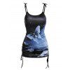 Glitter Butterfly Print Cinched Bowknot Shoulder Strap Long Tank Top And 3D Butterflies Print Capri Jeggings Outfit - multicolor S
