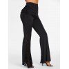 Contrast Crossover Halter Lace Up Cropped Top And Flower Lace Panel Skirted Flare Pants Casual Outfit - multicolor S