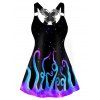 Galaxy Octopus Print Tank Top Butterfly Lace Insert O Ring Casual Summer Tank Top - BLACK M