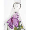 Robe Moulante Ligne A à Bretelle à Imprimé Feuille et Fleur sans Manches à Col V de Cottagecore - Violet clair XXL
