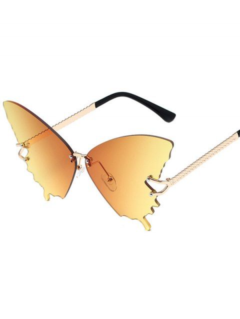 Lunettes Solaires sans Monture Tendance en Forme de Papillon en Dégradé de Couleurs pour Extérieur