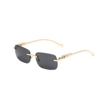 

Rimless Animal Embellishment Square Lens Outdoor Sunglasses, Black