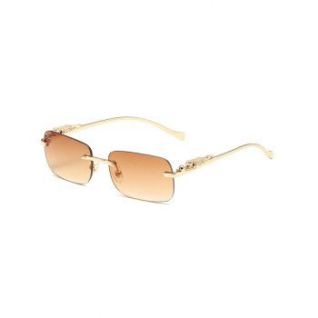 

Rimless Animal Embellishment Square Lens Outdoor Sunglasses, Light coffee