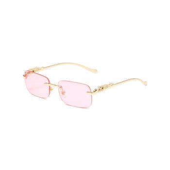 

Rimless Animal Embellishment Square Lens Outdoor Sunglasses, Light pink