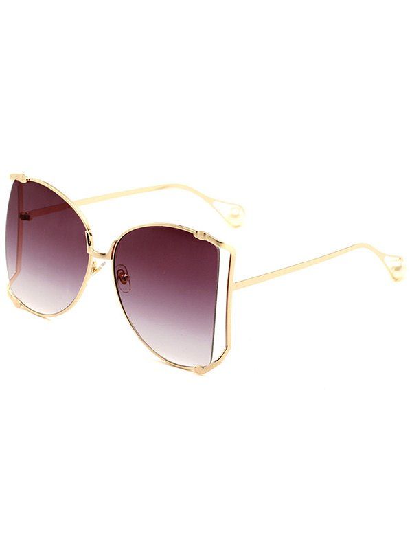 Ombre Lens Semi-circle Faux Pearl Outdoor Sunglasses - GOLDEN 