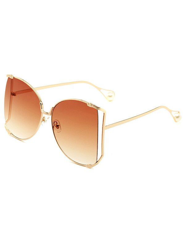 Ombre Lens Semi-circle Faux Pearl Outdoor Sunglasses - LIGHT COFFEE 
