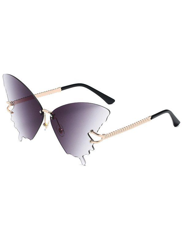Butterfly Shaped Rimless Ombre Trendy Outdoor Sunglasses - GRAY 