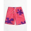 Short de Plage Motif Fleuri à Cordon - Rose clair L