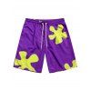 Short de Plage Motif Fleuri à Cordon - Pourpre L