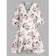Robe Portefeuille Mi-Longue Asymétrique à Imprimé Fleur de Grande Taille Ourlet à Volants - Blanc 5X