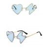 Heart Irregular Rhinestone Rimless Streetwear Outdoor Sunglasses - LIGHT BLUE 