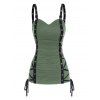 Plain Color Tank Top Ruched Grommet Lace Up Casual Tank Top - LIGHT GREEN XXL