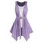 Débardeur Long Ceinturé Contrasté en Blocs de Couleurs à Ourlet Asymétrique Faux Deux Pièces - Violet clair L